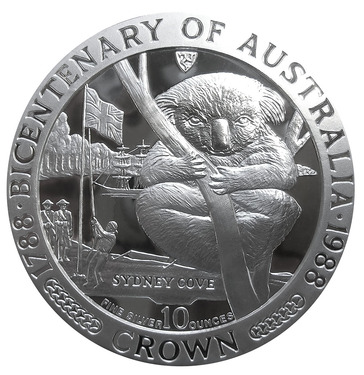 Silbermnze Australian Bicentenary Coin 1988 - 10 Unzen 999 Feinsilber in PP