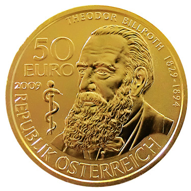 50 Euro Goldmnze sterreich Theodor Billroth - 2009 - 10,0 gr. Feingold