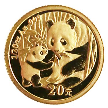 China Panda Goldmnze 2005 - 1/20 Unze in original Folie