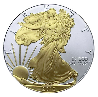 Silbermnze American Eagle 2010 - 1 Unze gilded