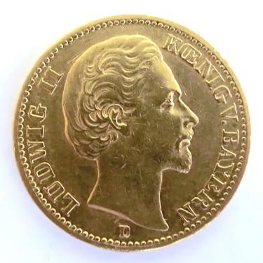 20 Mark Goldmnze Ludwig II., Bayern 1872-1873 - J.194