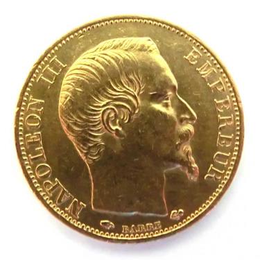 Frankreich Napoleon III ohne Kranz Goldmnze - 20 Francs