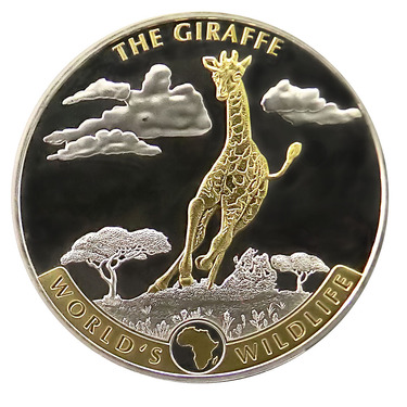 Silbermnze Congo Giraffe 2019 - 1 Unze 999 Feinsilber gilded
