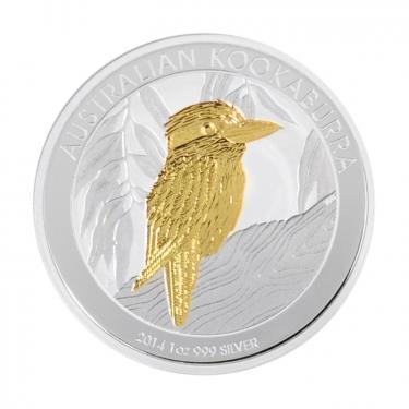Silbermnze Kookaburra 2014 - 1 Unze Gold Gilded
