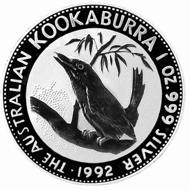 Silbermnze Kookaburra 1992 - 1 Unze 999 Feinsilber