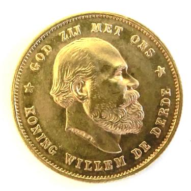 Niederlande Knig Willem  Goldmnze 10 Gulden - 6,06 Gramm