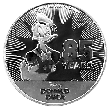 Silbermnze - 85 Jahre Donald Duck - 1 Unze