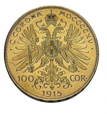 100 Kronen sterreich Goldmnze - 1915 - Nachprgung, 30,49 Gramm