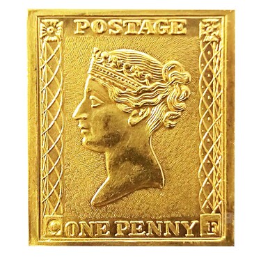 Goldprgung der Briefmarke One Penny, 11,76 g Feingold