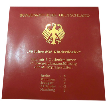 10 Mark Silbermnzen Blistersatz A - J, 1999 SOS - Kinderdrfer - J.472 in PP