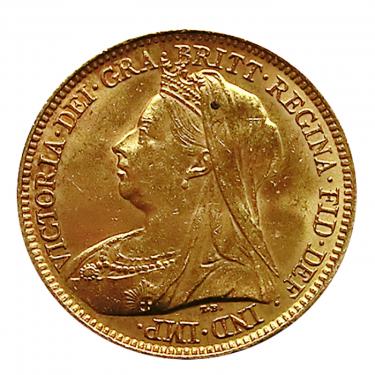 1/2 Pfund Sovereign Victoria Schleier Goldmnze 1893 - 1901