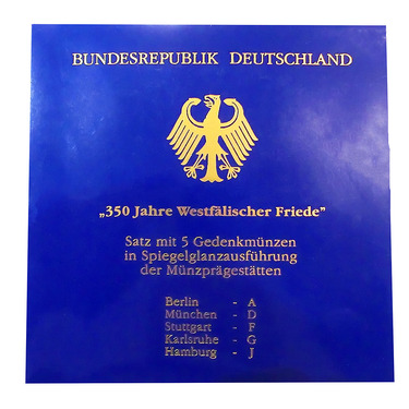 10 Mark Silbermnzen Blistersatz A - J, 1998 Westflischer Friede - J.467 in PP